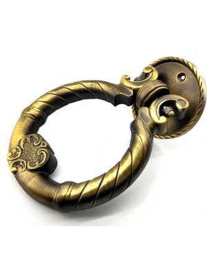 Antika Tarz Dekoratif Pirinç Saray Kapı Tokmağı, Taktak - 97MM, Antik