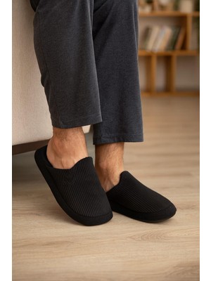 Unisex Nakışlı Kadife Fitilli Desen Rahat Yumuşak Tabanlı Içi Kürklü Terlik