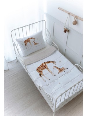 Organik Baskılı Bebek Boy (100X150) Yorgan Seti - Royal Series - Baby Giraffe