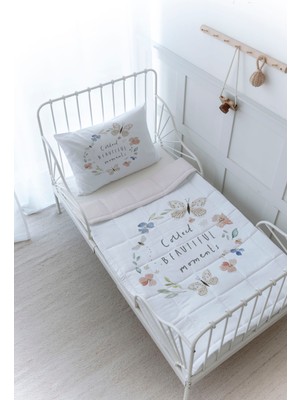 Organik Baskılı Bebek Boy (100X150) Yorgan Seti - Royal Series - Flower Dream