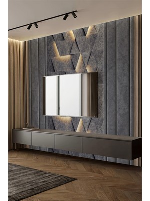 Antrasit Geometrik Işıltılı Tek Parça Tekstil Duvar Kağıdı
