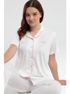 Pierre Cardin 7715 Kadın Kısa Kollu Gömlek Pijama Takımı-Krem