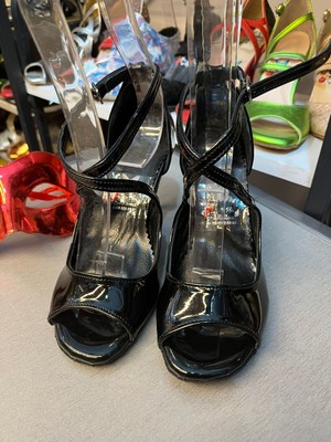 Simsiyah Rugan Yandan Çiftbağlı Model 8,5 cm 13 Pont Tango, Dans ve Abiye Ayakkabısı