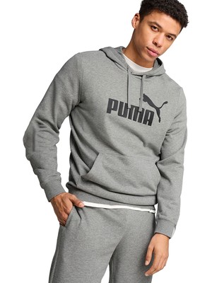 Puma Essentials No 1 Logo Erkek Gri Kapüşonlu Sweatshirt