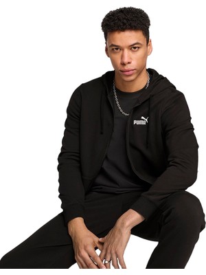 Puma Essentials Erkek Siyah Kapüşonlu Ceket