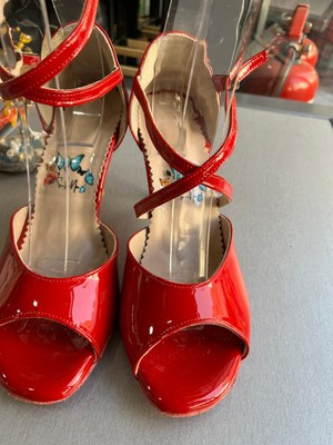 Kırmızı Rugan Kapalı Topuk 8,5 cm 13 Pont Tango, Dans ve Salon Ayakkabısı