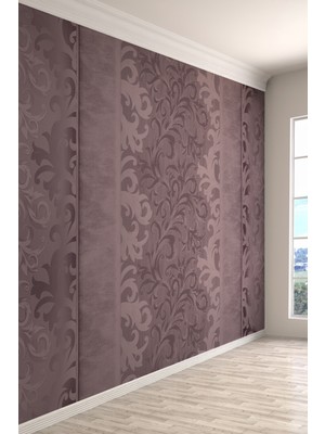 Klasik Kıvrımlı Dallar Mor Desenli Tekstil Duvar Kağıdı