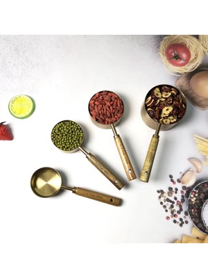 4lü Ahşap Saplı Gold Ölçü Kaşığı Sosluk