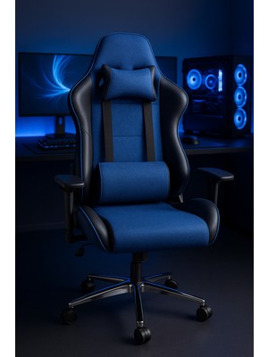 Ergonomik Mavi Siyah Oyuncu Koltuğu Gaming Chair Bel Destekli Rahat Tasarım