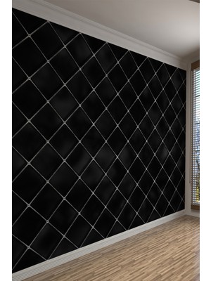 Siyah Gri Çapraz Desen Lüks Tek Parça Duvar Kağıdı