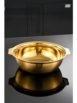 Gold Paslanmaz Çelik Karıştırma Kabı – Derin Yuvarlak Mutfak Kasesi 26 cm