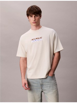 Ck LV04RD808G Ss 16S Tc Calvın Kleın Block Gra Erkek Tshırt