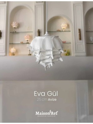 Modern Eva Gül Beyaz Tasarım Sarkıt Avize 25 cm