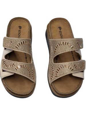 Enova Anatomik Taşlı Çift Bant Cırtlı Kadın Terlik