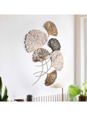 Dekorenzo Myth Ginkgo Yaprak Metal Duvar Panosu, Ev Ofis Duvar Tablosu, Metal Duvar SÜSÜ,CH110-1