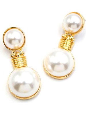 Sallantılı Inci Küpe - Altın