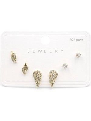 Çoklu Taşlı Küpe - Altın