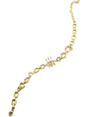 Taşlı Göz Bileklik - Altın