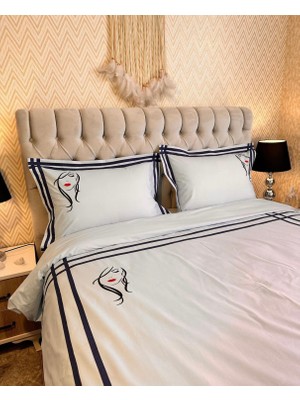 Kız Desenli Bebek Mavisi Yorgan Kılıfı