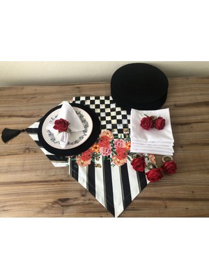 Sofra Sunum Seti Kırmızı Gül Desenli Takım