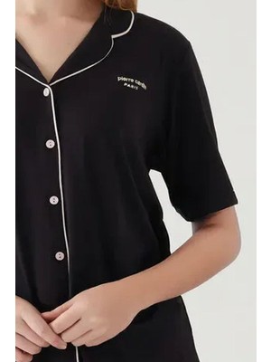 Pierre Cardin 7715 Kadın Kısa Kollu Gömlek Pijama Takımı-Siyah