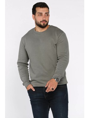 Bisiklet Yaka Baskı Detaylı Erkek Sweatshirt P-00018323