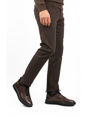 Kahve Hakiki Deri Büyük Numara Erkek Casual Ayakkabı 2517 M