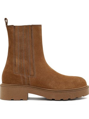 Kadın Vizon Fermuarlı Kalın Tabanlı Süet Deri Bot 25WFD187710