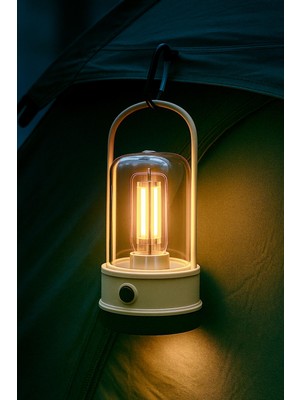 Şarjlı Kamp Lambası Filament Işıklı Orta-Yüksek Işık Sos Askılı Işıldak El Feneri Gece Lambası 382