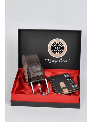 Cengiz Pakel Kişiye Özel Hakiki Deri Kot Kemer - Kartlık Seti