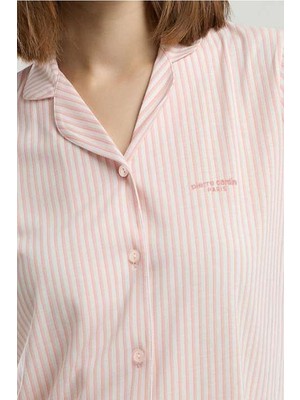 Pierre Cardin 9020 Kadın Uzun Kollu Gömlek Pijama Takımı-Pembe