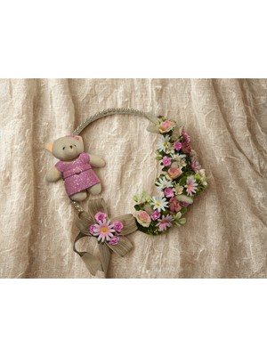 Hartopia-Dekoratif Çiçekli Ayı Figürlü Kapı Süsü