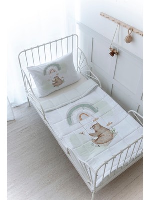 Organik Baskılı Montessori (100X200) Yorgan Seti - Royal Series - Welcome Baby Bear