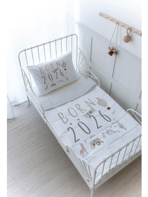 Organik Baskılı Bebek Boy (100X150) Yorgan Seti - Royal Series - Born In 2026