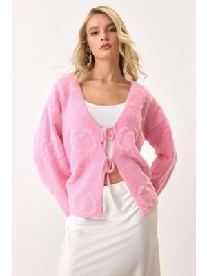 Soft Pembe Hırka Önden Bağlamalı Yeni