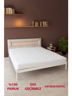 %100 Pamuk Kapitone Fitted Full Kenar Sıvı Geçirmez Yatak Koruyucu Alez Tek-Çift Kişilik-Beyaz