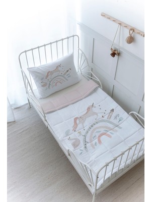 Organik Baskılı Bebek Boy (100X150) Yorgan Seti - Royal Series - Magical Unicorn