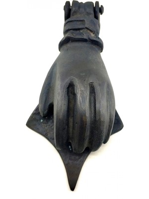 Antika Tarz Dekoratif Pirinç El Kapı Tokmağı, Taktak - 167X75 Mm, Oksit