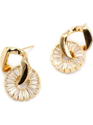 Baget Taşlı Küpe - Altın