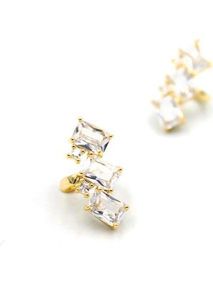 2'li Taşlı Kıkırdak Küpe - Altın