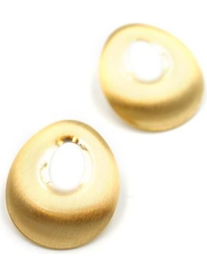 Metal Plaka Küpe - Altın