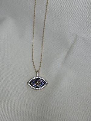 Zirkon Lacivert Taşlı Göz Kolye