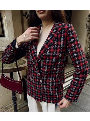 Rengastyle Kadın Fleto Cep Düğme Detay Tüvit Kumaş Astarlı Blazer Ceket