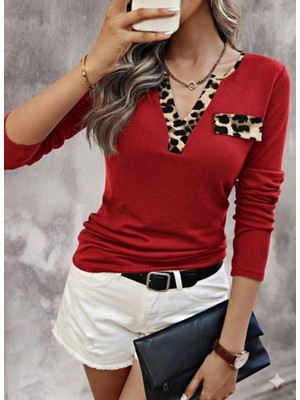 Nidam Butik Kadın Uzun Kollu V Yakalı Kaşkorse Bluz