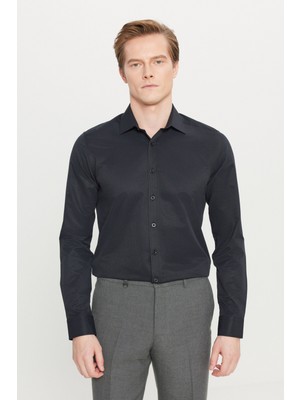 Pamuklu Regular Fit Normal Kesim Klasik Yaka Armürlü Gömlek