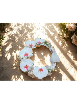 Hartopia-Dekoratif Gelin Figürlü Kapı ve Duvar Süsü (Orkide Çiçekli)