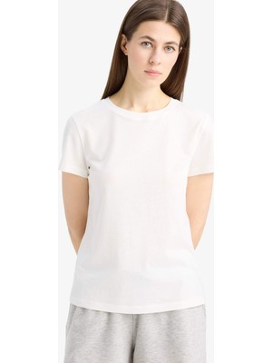 DeFacto Regular Fit Bisiklet Yaka Basic Düz Penye Kısa Kollu Tişört E5851AX25SM