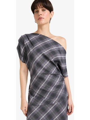 DeFacto Regular Fit Kayık Yaka Kareli Flanel Kısa Kollu Bluz G0862AX25AU