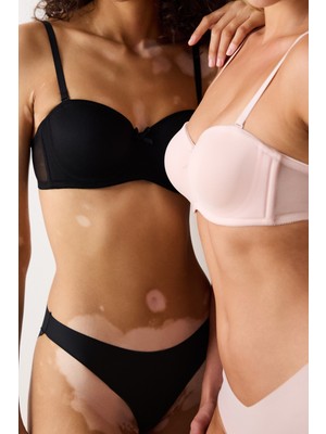 Penti Siyah Toparlayıcı Balenli Dolgusuz Straplez Lotus Sütyen