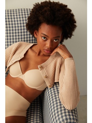 Bej Daylift Balenli Dolgusuz Sütyen